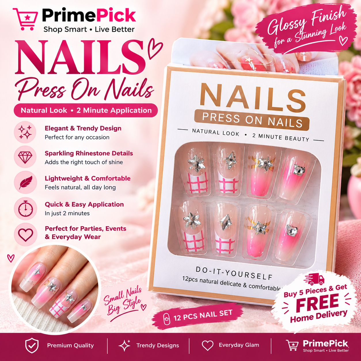 💅✨ Nails — Pink Glam & Sparkle! ✨💅