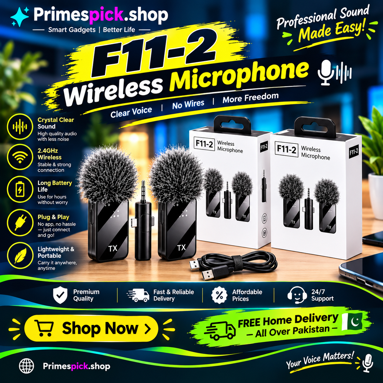 🎤 F11-2 Wireless Microphone 🎙️