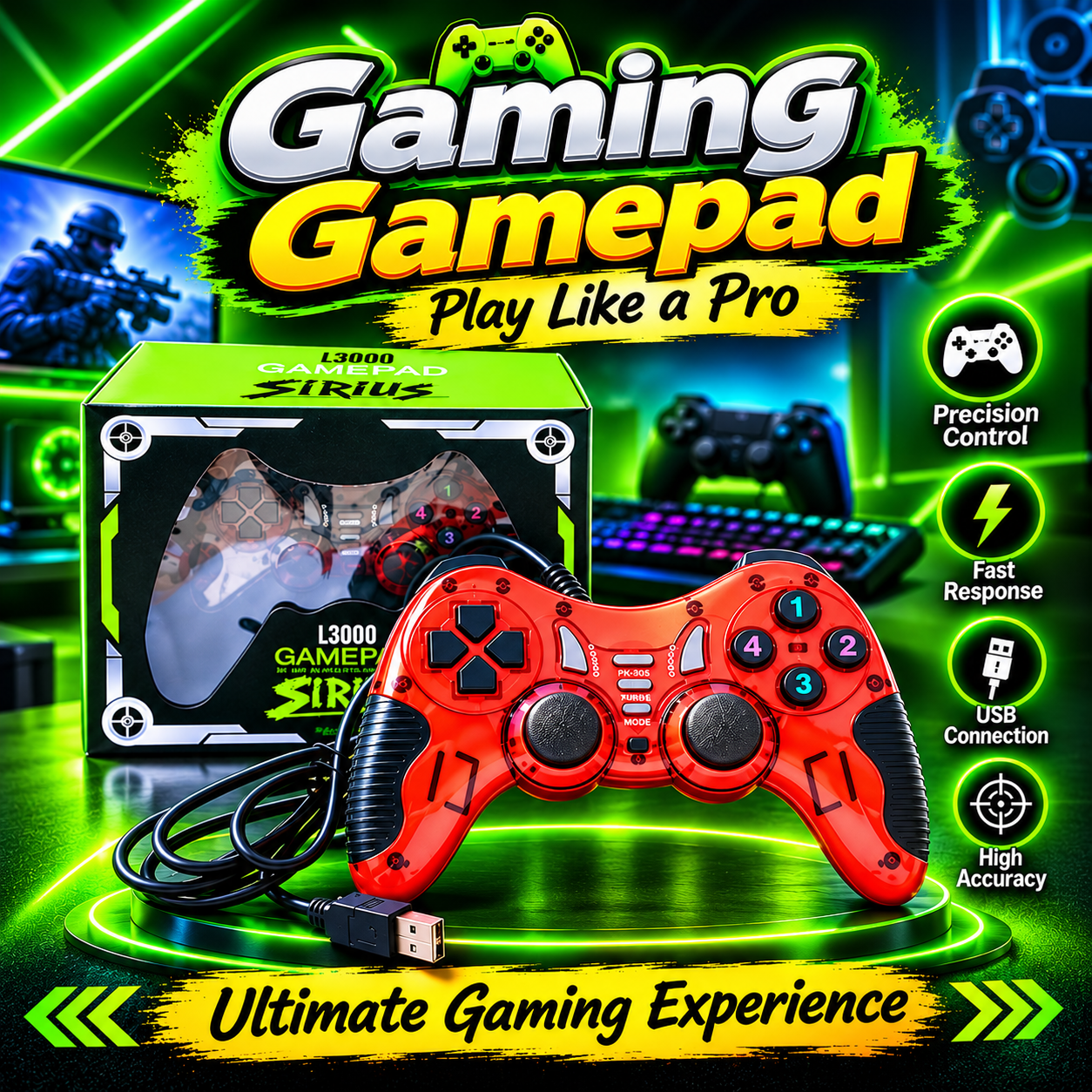 ๐ฎ L3000 Sirius Gaming Gamepad ๐ฅ
