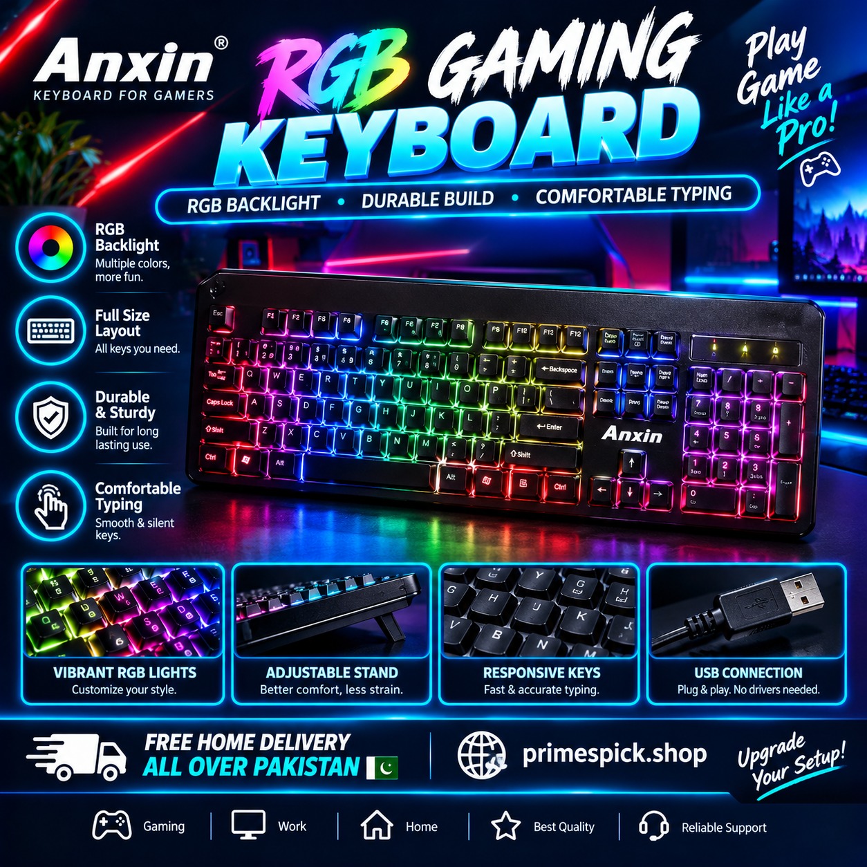 ๐ฎ ANXIN RGB GAMING KEYBOARD ๐